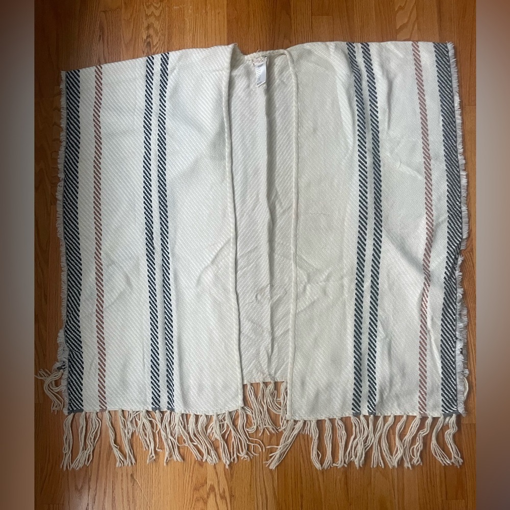 Free People Acrylic Open Front Fringe Shawl Poncho
